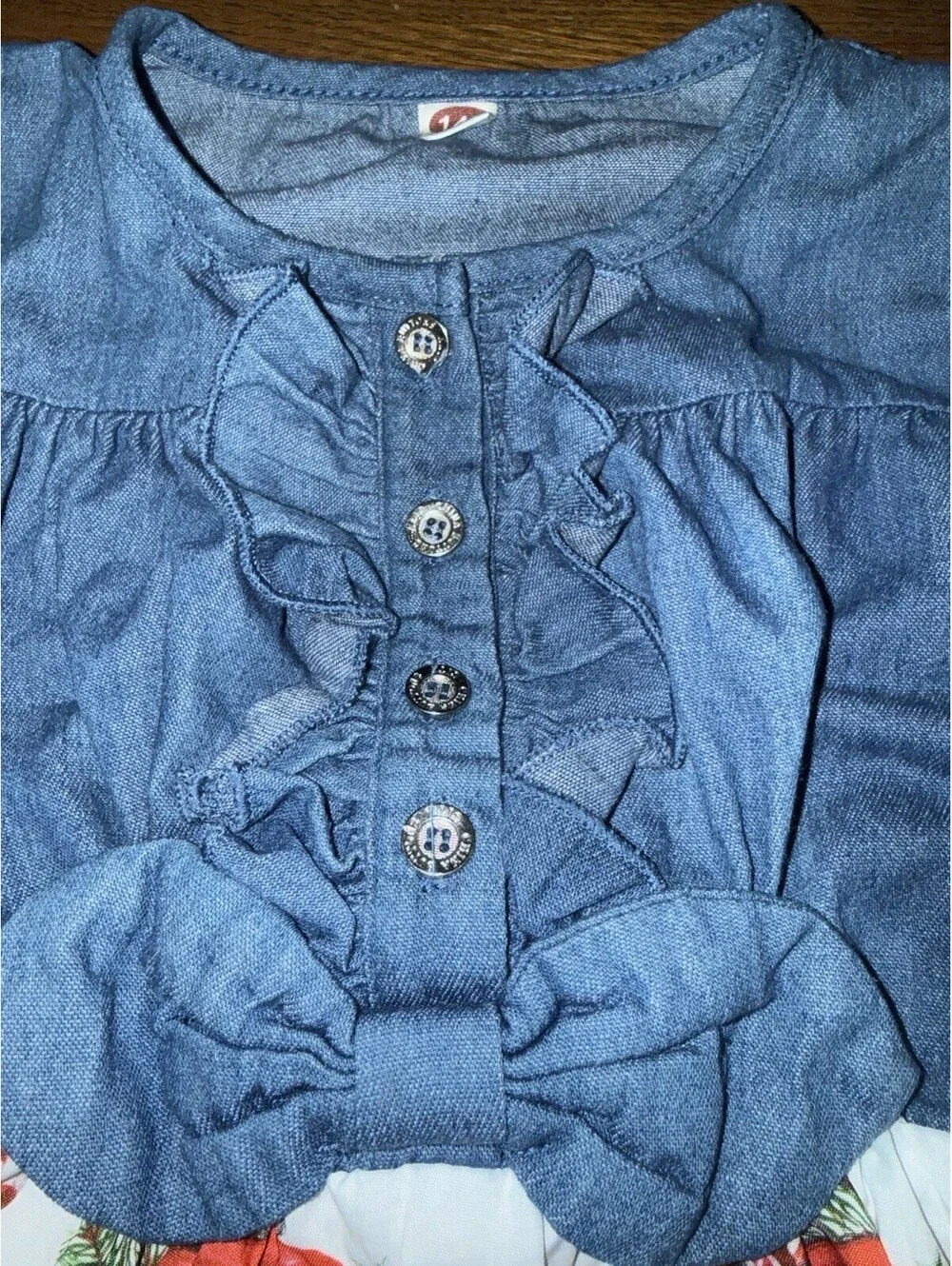 Girls Holiday Dress Measures Size 4T-5T Denim Red Truck